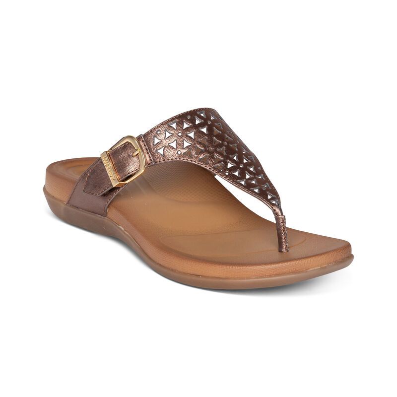 Aetrex | Women's Rita Adjustable Thong Sandal-Bronze
