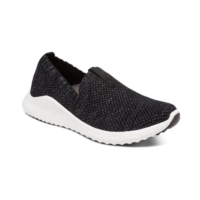 Aetrex | Women's Angie Arch Support Sneakers-Shimmery Black